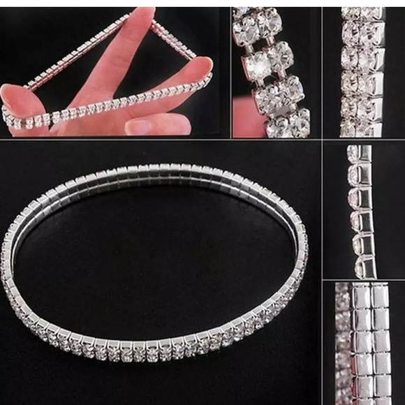 💗 Crystal Ankle Bracelet Stretchy 8”-9.5” NEW - Picture 7 of 9